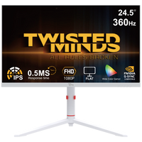 شاشة ألعاب Twisted Minds Frost Series مقاس 24 بوصة بدقة FHD - 360 هرتز، زمن استجابة 0.5 مللي ثانية، تقنية IPS سريعة، منفذ HDMI 2.1 - لون أبيض