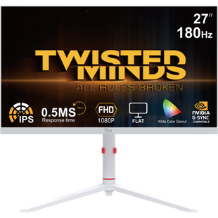 Twisted Minds Frost Series 27" FHD - 180HZ 0.5MS Fast IPS HDMI 2.1 Gaming Monitor - White
