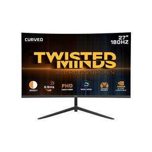 Twisted Minds 27" Curved 0.5ms 180HZ, IPS, 0.5 MS, HDMI 2.1 Gaming Monitor - TMC27F180VA