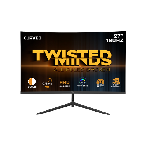Twisted Minds 27" Curved 0.5ms 180HZ, IPS, 0.5 MS, HDMI 2.1 Gaming Monitor - TMC27F180VA