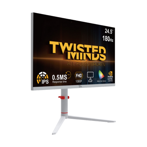شاشة ألعاب Twisted Minds Blaze Series مسطحة مقاس 24 بوصة بدقة FHD - 180 هرتز، زمن استجابة 0.5 مللي ثانية، تقنية IPS سريعة، منفذ HDMI 2.1