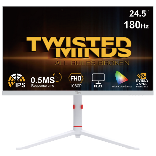 شاشة ألعاب Twisted Minds Blaze Series مسطحة مقاس 24 بوصة بدقة FHD - 180 هرتز، زمن استجابة 0.5 مللي ثانية، تقنية IPS سريعة، منفذ HDMI 2.1